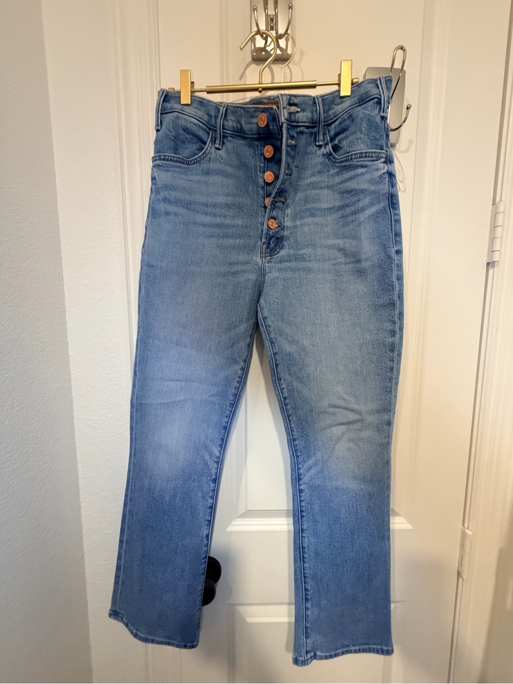 MOTHER High-Rise Button-Fly Light Blue Jeans
